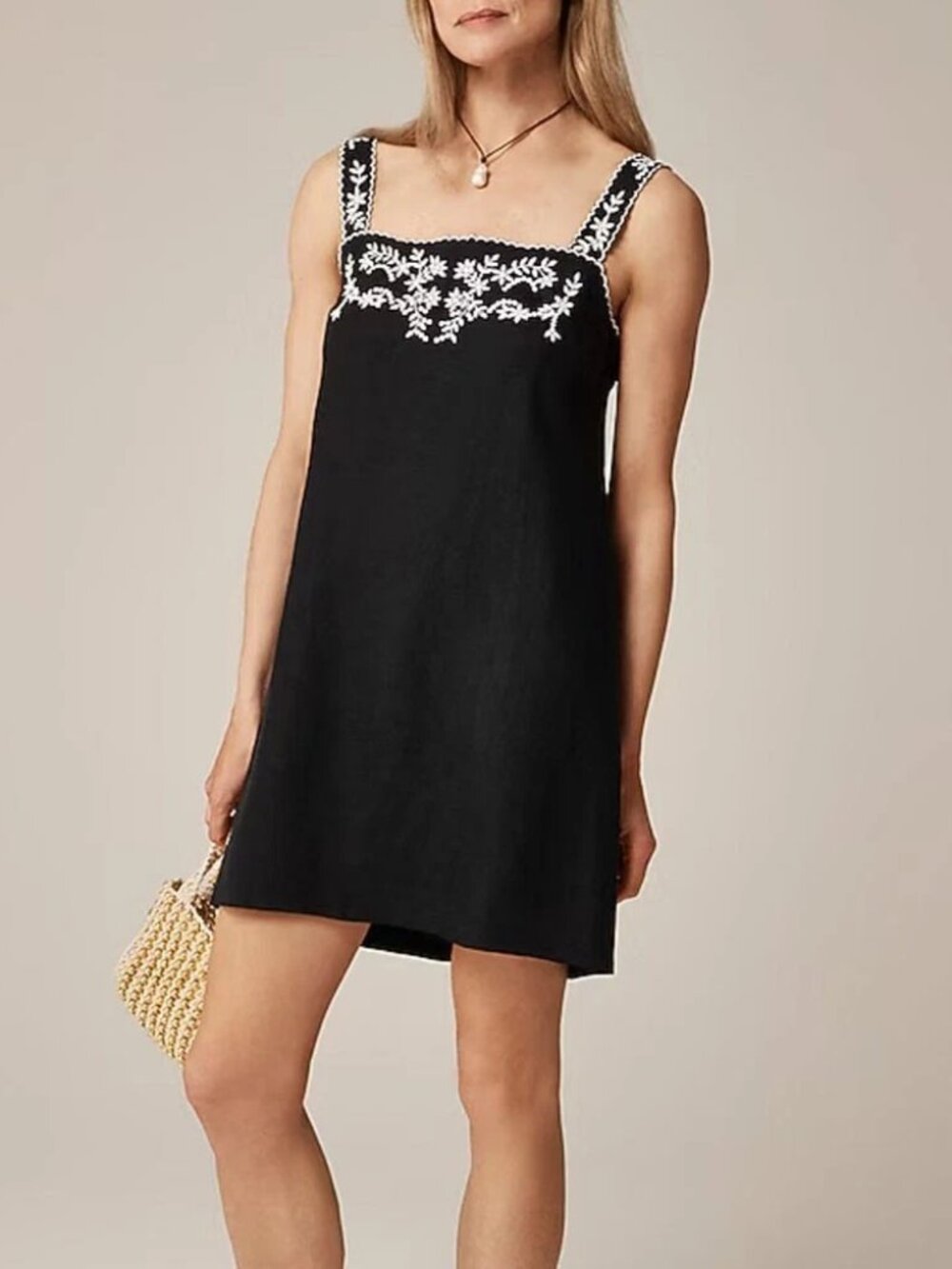 J. Crew Embroidered Linen Shift Dress 4 NWT